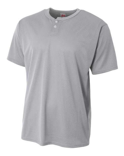 A4 Youth 2-Button Mesh Henley (NB4130), Color 'Grey'